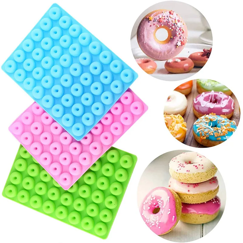 Silicone 48 Hole Small Donut Chocolate Molds Pastry Maker Soft Food Grade Moulds for Cookie DIY Baking Supply