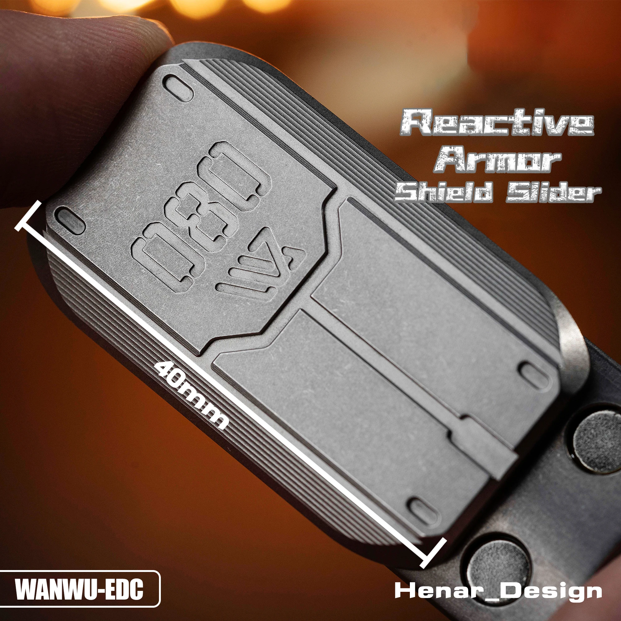 WANWU EDC Reactive Armor Shield Slider, Defesa Tungstênio, Cobre Superfície Lua, Stonewashed Tecnologia, Brinquedo Descompressão, Adulto