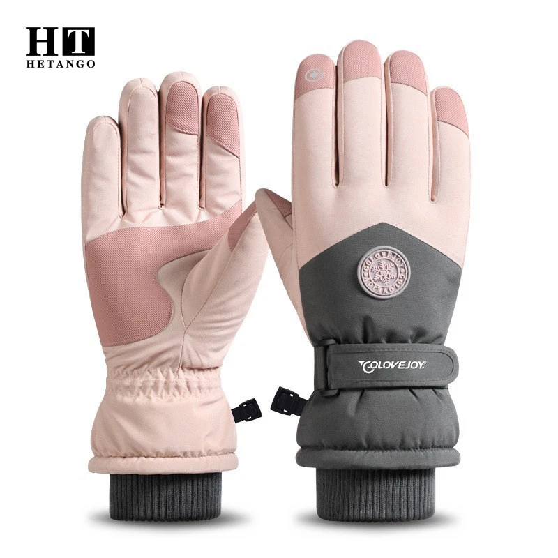 Winter New Ski Warm Gloves For Men And Women Outdoor Riding Touch Screen Plus Velvet Cold Windproof Electric Bike Mittens SK15