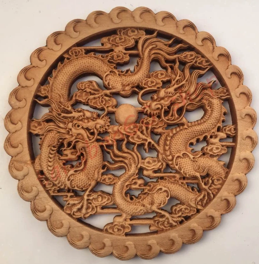 Solid Wood Carving Craft Gift, Home Auspicious Decoration, 26.8cm