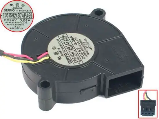 

Servo E0515H24B7APA69 Server Cooling Fan DC 24V 0.08A 3-Wire