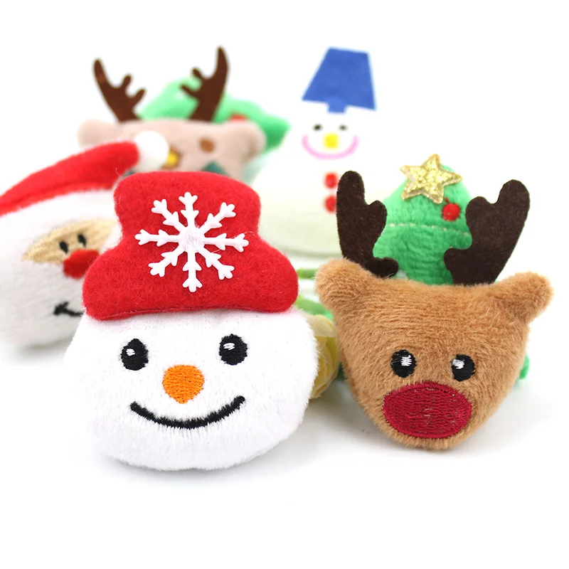 12Pcs Cartoon Christmas Tree Deer Snowman Santa Claus Handmade Appliques DIY Festival Crafts Decoration Headwear Accessories