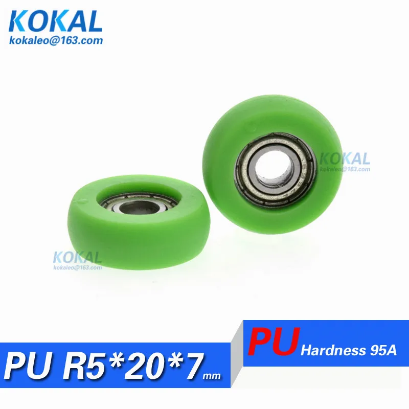 [PUR0520-7]1PCS 625zz 625 low niose sliding window door upper roller wheel coated with PVC TPU soft rubber bearing wheel 5X20X7