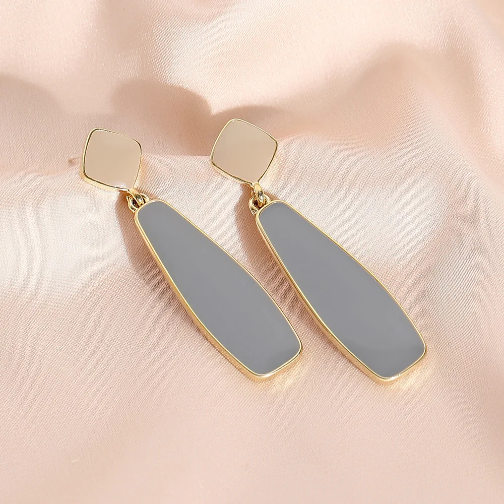 Minimalist Geometric Design 14k Gold  Morandi Color Enamel Delicate Earrings for Women  Earrings Jewelry HYACINTH 2022 Hotsale