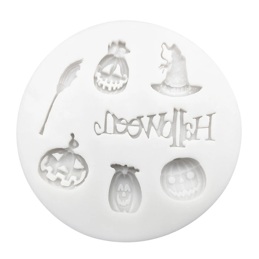 Halloween Broom Jack-O'-Lantern Silicone Sugarcraft Mold Resin Tools Cupcake Baking Mould Fondant Cake Decorating Tools