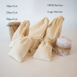 Drawstring Natural Canvas Bag 7x9 9x12 10x15 13x18 15x20 Jewlery Packing Pouch Can Do Logo And Customized