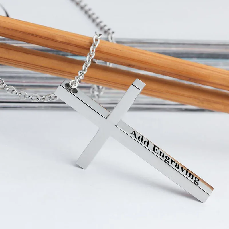 Personalized Cross Necklace Vintage Jewelry Stainless Steel Custom Pendant Customised Name Necklace Gif For Women Men 2022