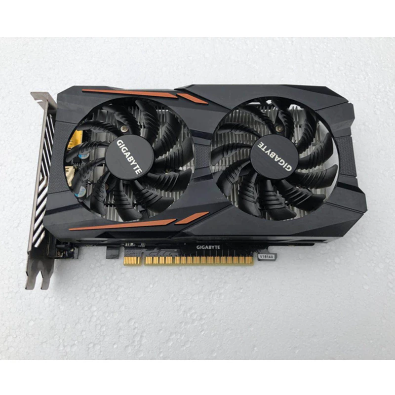 جيجا بايت الأصلي GPU GTX 1050 2 جيجابايت بطاقات الرسومات 128Bit GP107-300 بطاقة الفيديو ل NVIDIA خريطة غيفورسي GTX1050 VGA HDMI PCI-E المستخدمة