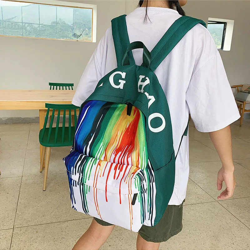 

Backpack Women Canvas Unisex Zipper High-capacity Softback Bookbag Fashion Paint Luxury Designer Travel Backpack High Quality