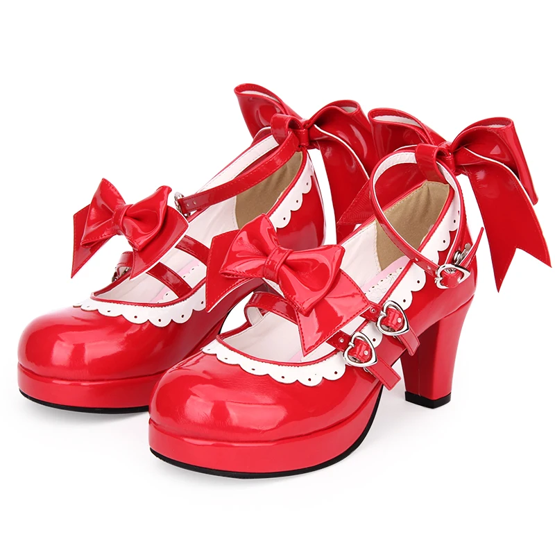 

New Japanese Style Lolita Shoes Women Girls Princess Shoes Sweet Heel Shoes w/Bowknot Anime Cosplay Shoes Euro Size 35-47