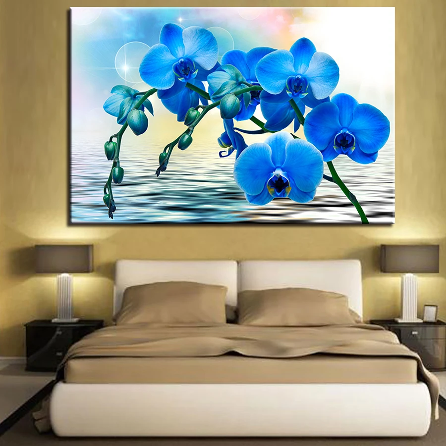 Blue Moth Orchid Poster for Home Decor Wall Art Canvas Paintings Living Room HD Quality Beautiful Flower Prints Bedroom Decor