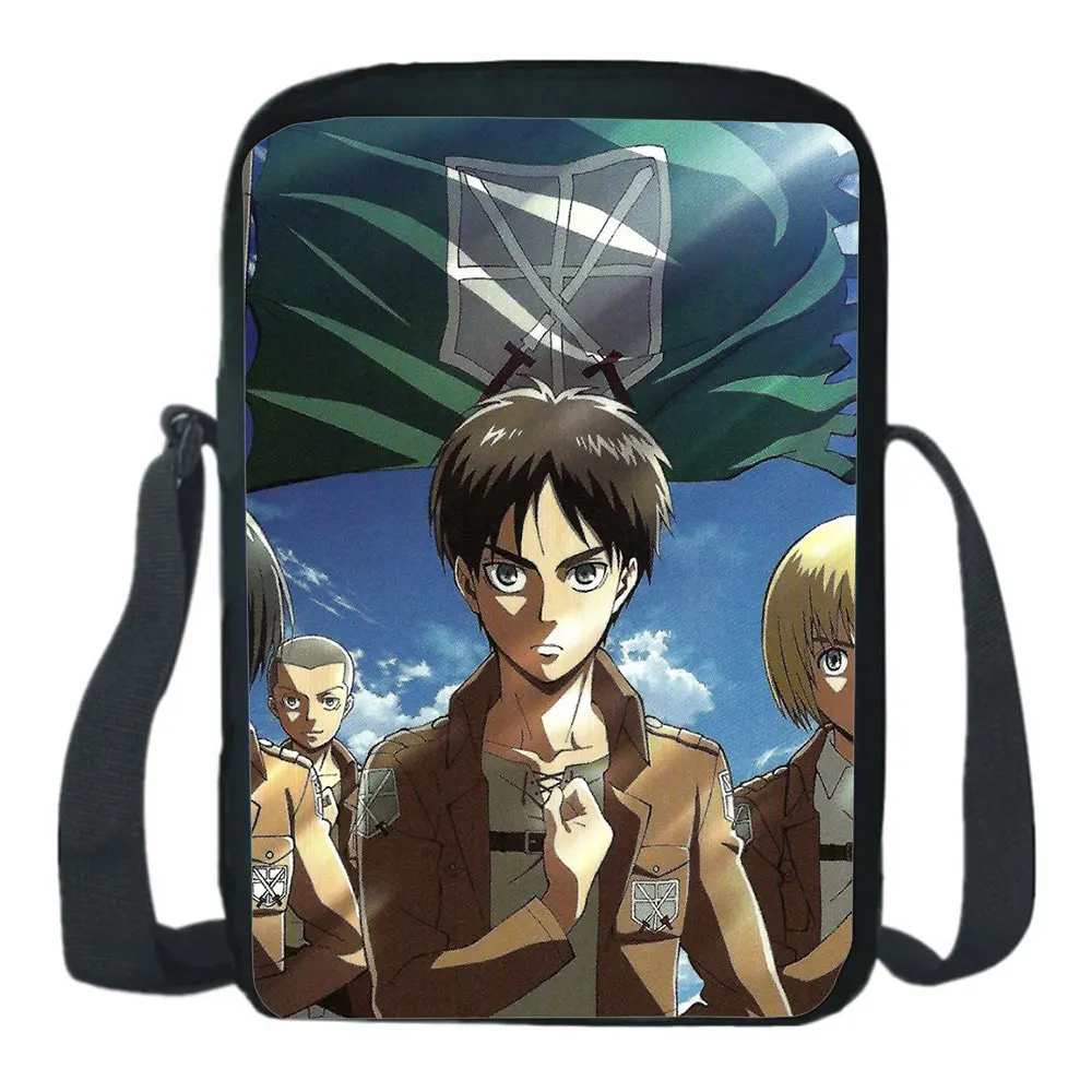 

Anime Attack on Titan Shoulder Bags Boys Crossbody Bags Manga Levi Mikasa Eren Handbags Mini Messenger Bags Girls Small Satchel