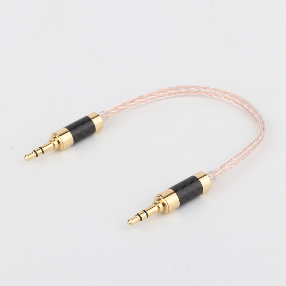 HIFI AUX Cable 8Cores OCC 3.5mm Male to Male Stereo AUX Cable 3.5 Right Angled for Headphone amplifier audio cable