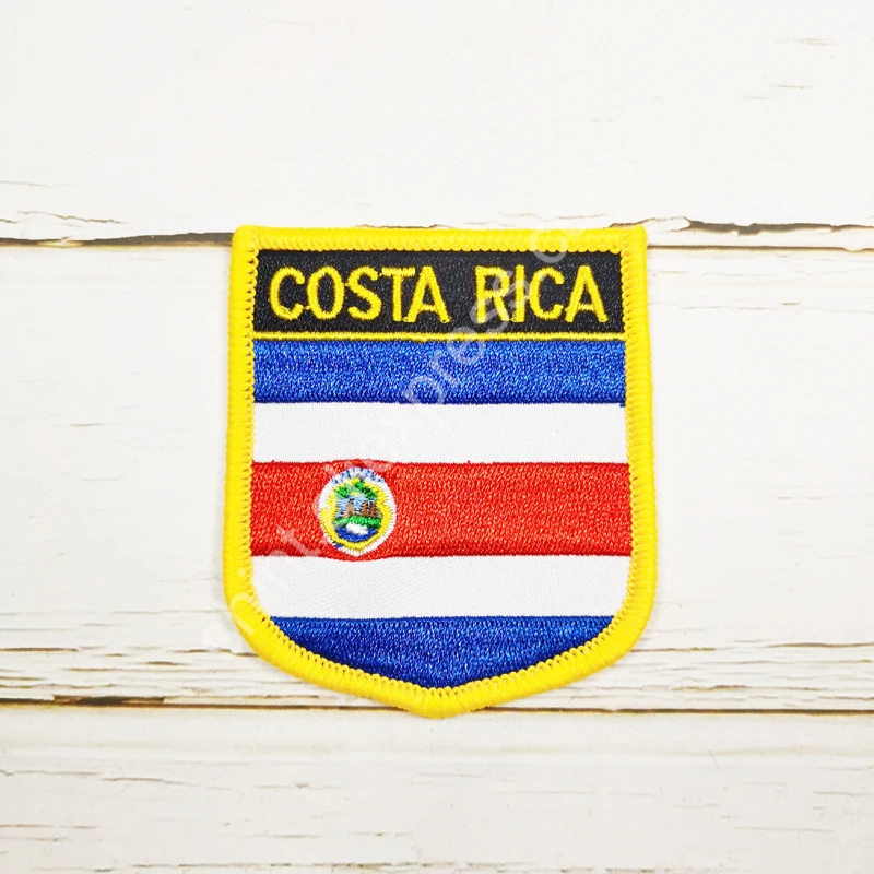 Costa Rica National Flag Embroidery Patches Badge Shield And Square Shape Pin One Set On The Cloth Armband Backpack Decoration