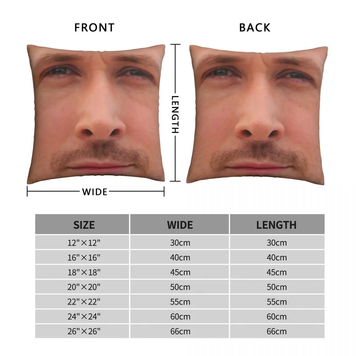 Ryan Gosling Face II Square Pillowcase Polyester Linen Velvet Pattern Zip Decor Pillow Case Home Cushion Cover