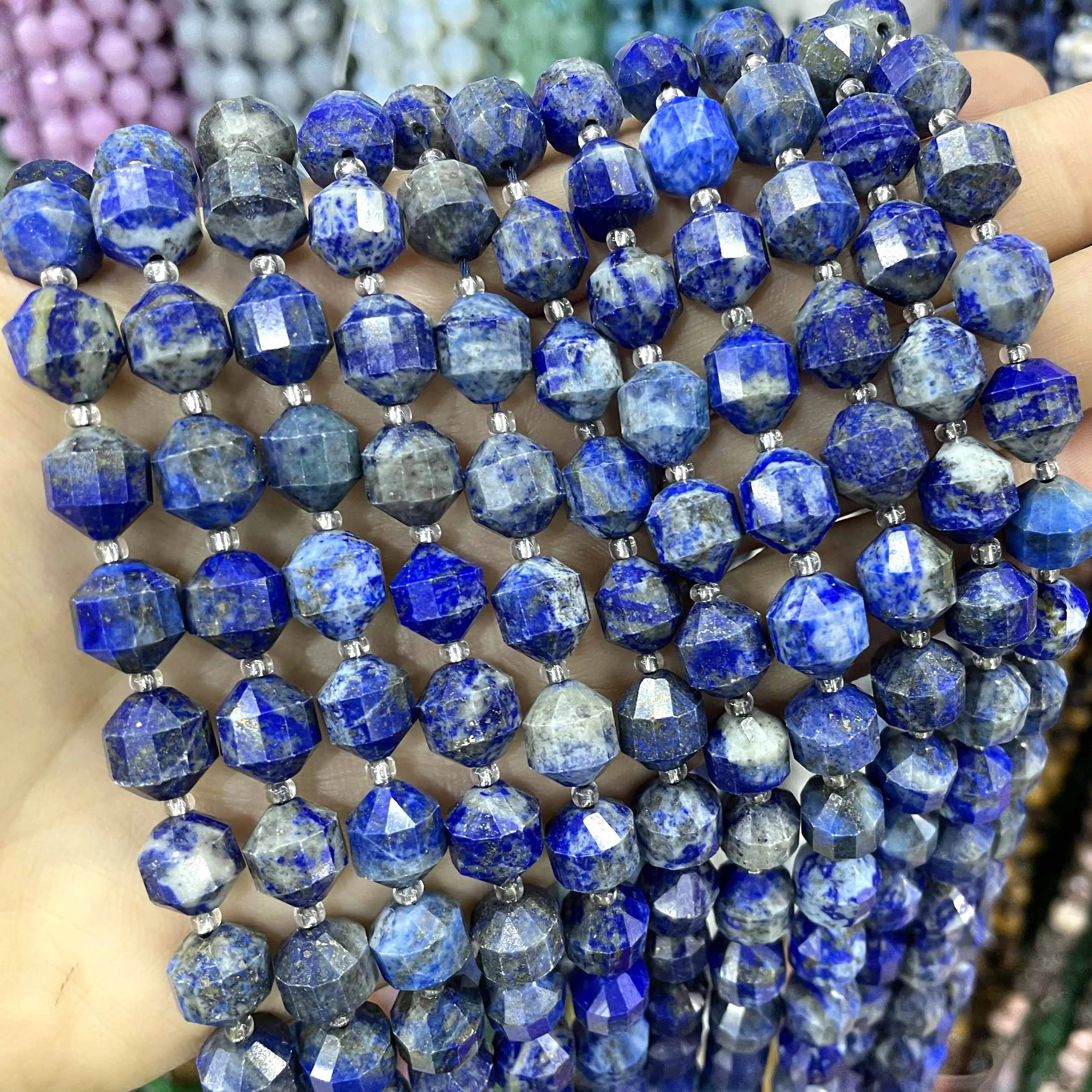 Natural 8 10mm Faceted Lapis Lazuli Tiger Eye Agates Opal Jaspers Quartz Stone Beads For Jewelry Making DIY Bracelet Accessories