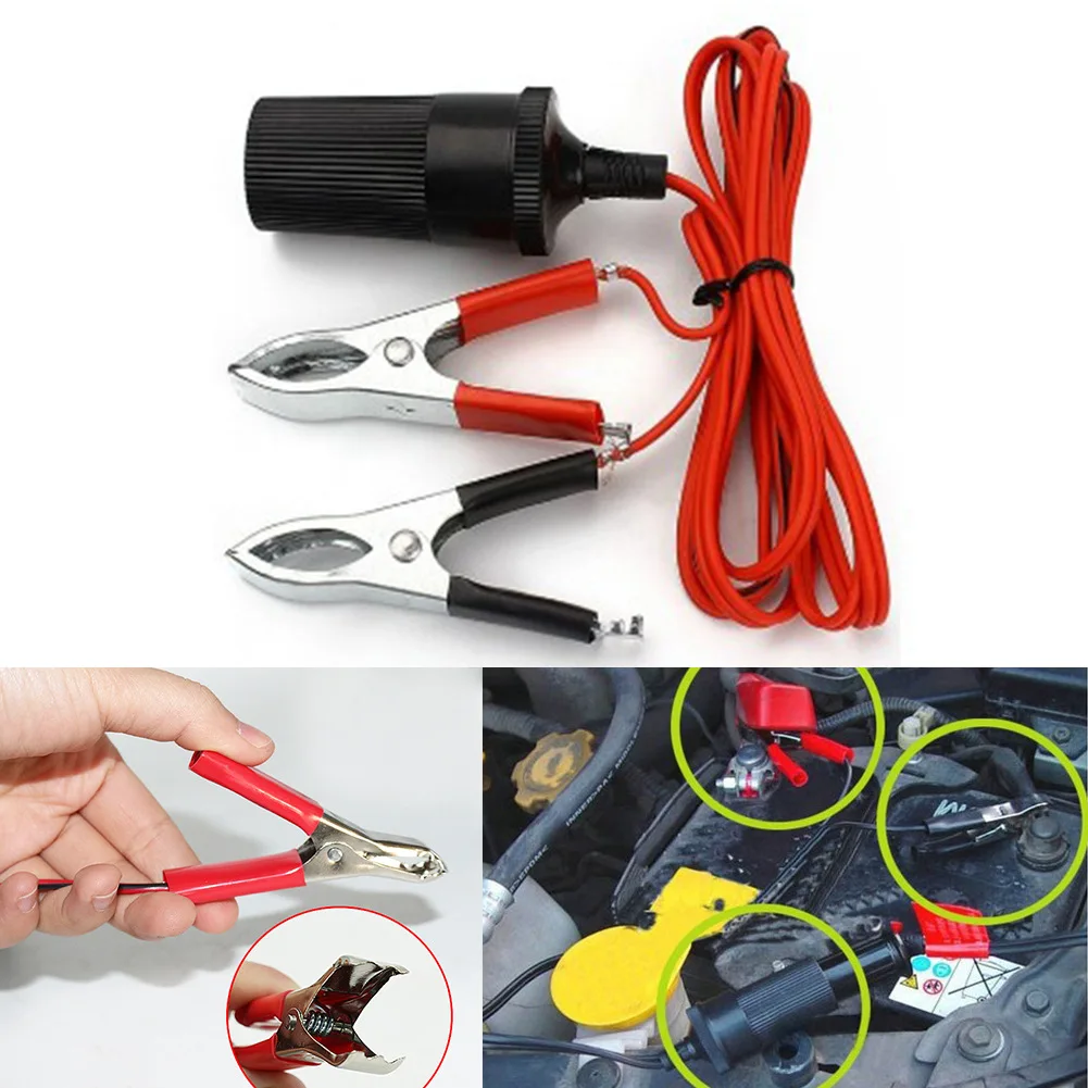 12V Car Battery Terminal Clip-On Cigarette Lighter Clamp Power Socket Adapter Plug Boat Auto USB Charger Car Accessories