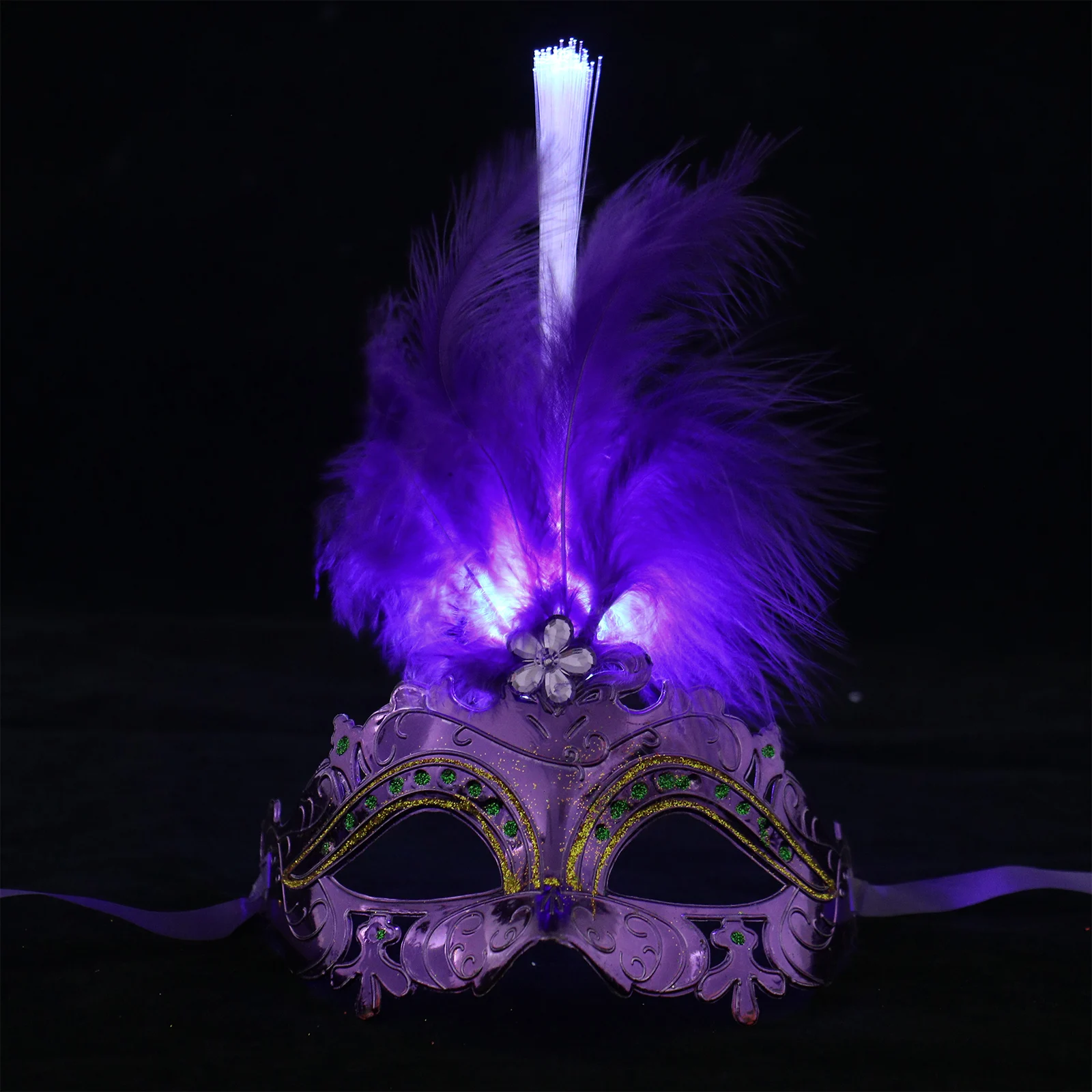 Hot LED Mask Glowing Eye Mask Halloween Carnival Party Mask Women Stage Performence Props Fairy Fluff Eye Mask Masquerade Mask