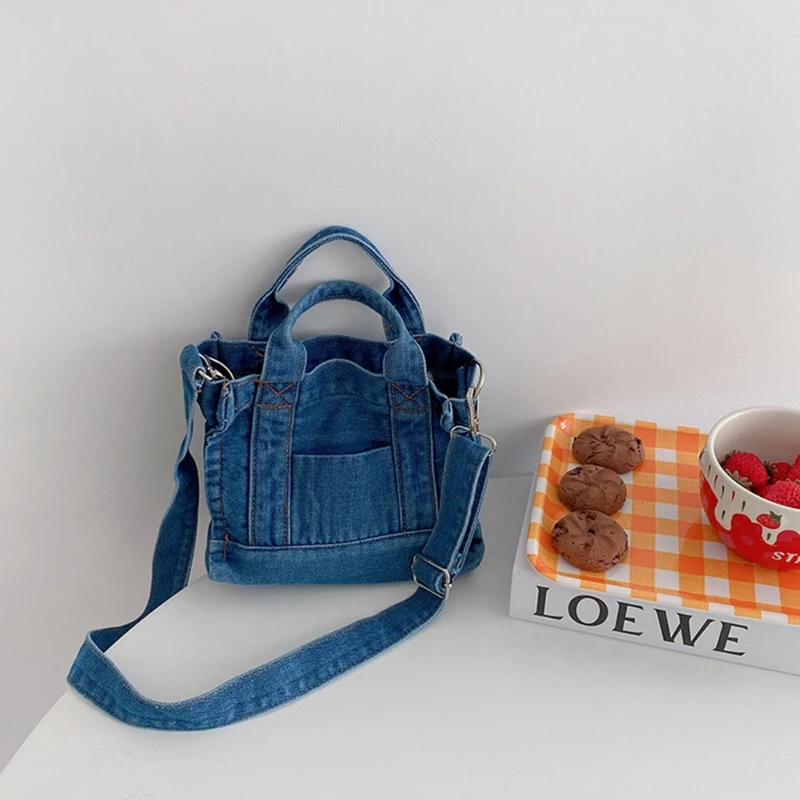 Kobiety dziewczyna małe Denim torebka na ramię torba Messenger Crossbody tornister lato torba materiałowa