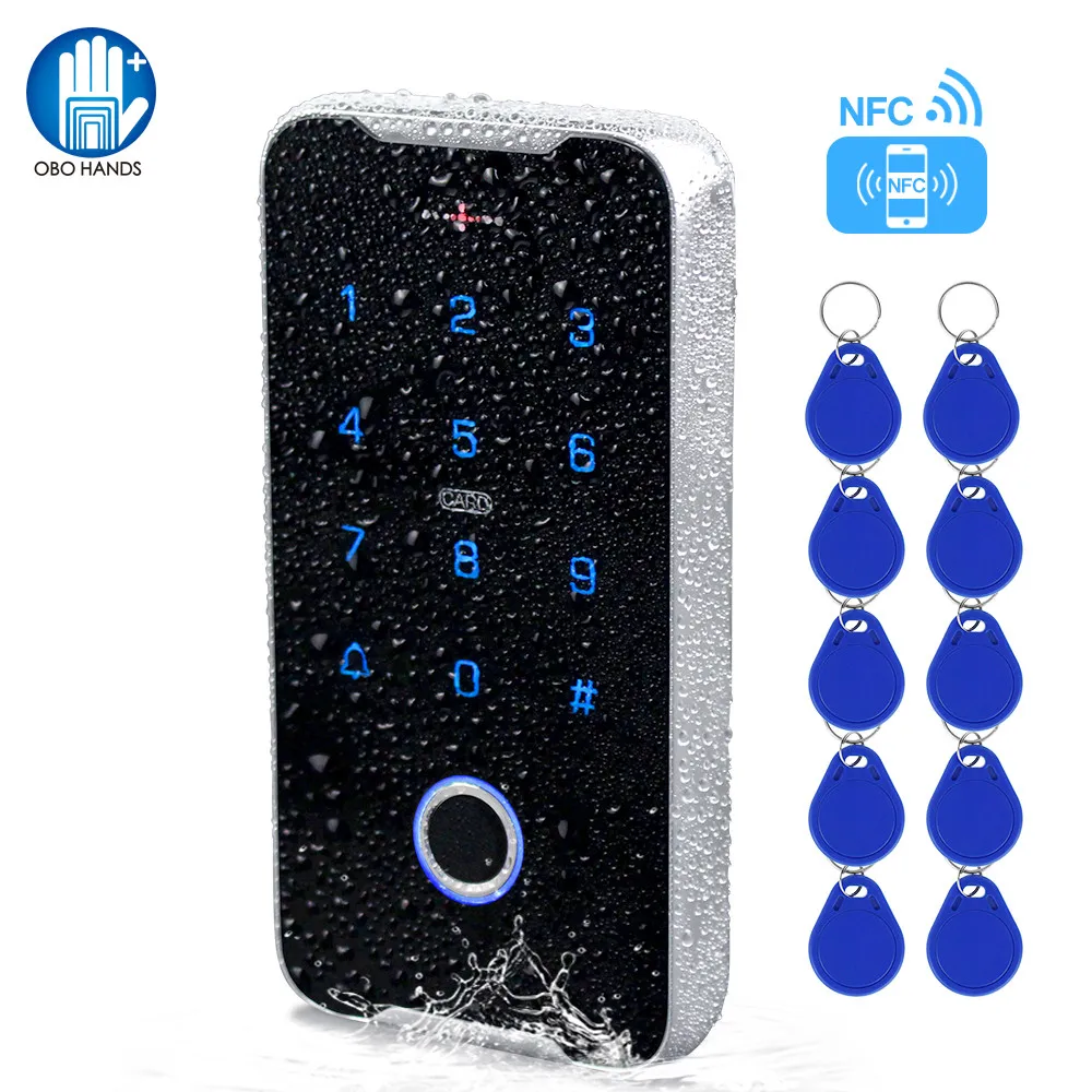 IP68 Waterproof Access Control Keypad RFID Keyboard WG26 System Support Mobile Phone NFC / Fingerprint /Password Unlock 13.56MHz