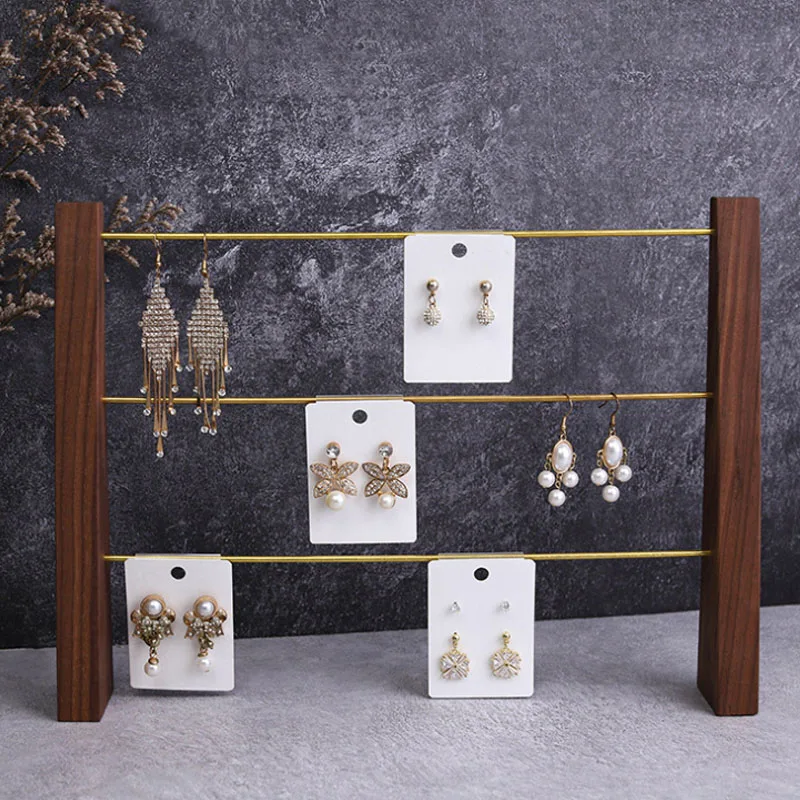 New Arrival Simple And Large-capacity Walnut Earrings Storage And Display Stand Earrings Display Shooting Props Jewelry Shelf