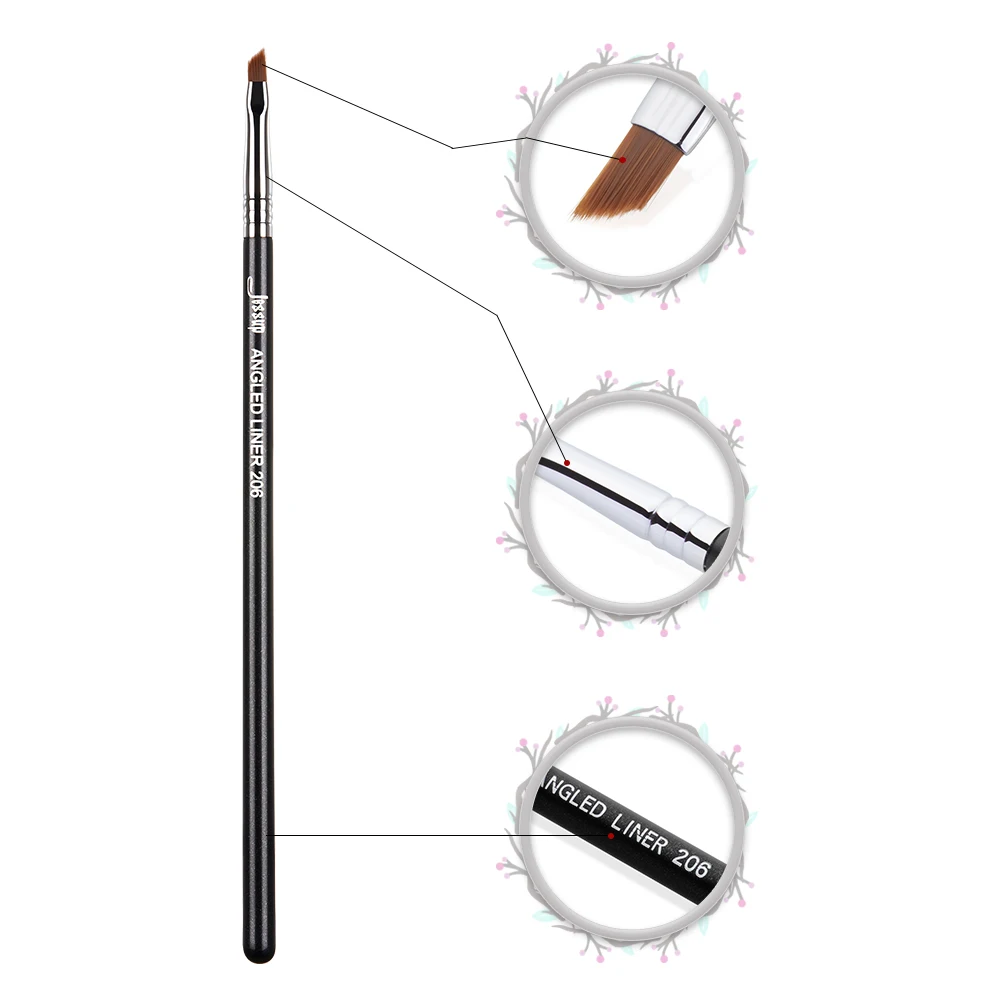 Jessup ANGLED LINER Single Makeup Brush Eye 1pc High Quality Professional Fiber Hair Wooden Handle Black Cosmetic Tool 206