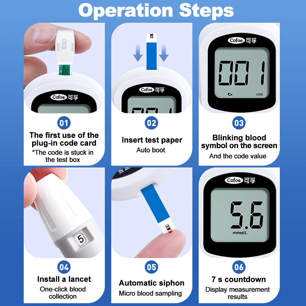 Cofoe Yice Blood Glucose Meter with Test Strips Diabetes Glucometer kit Blood Sugar Monitor for Diabetic Medical DiabetesTester