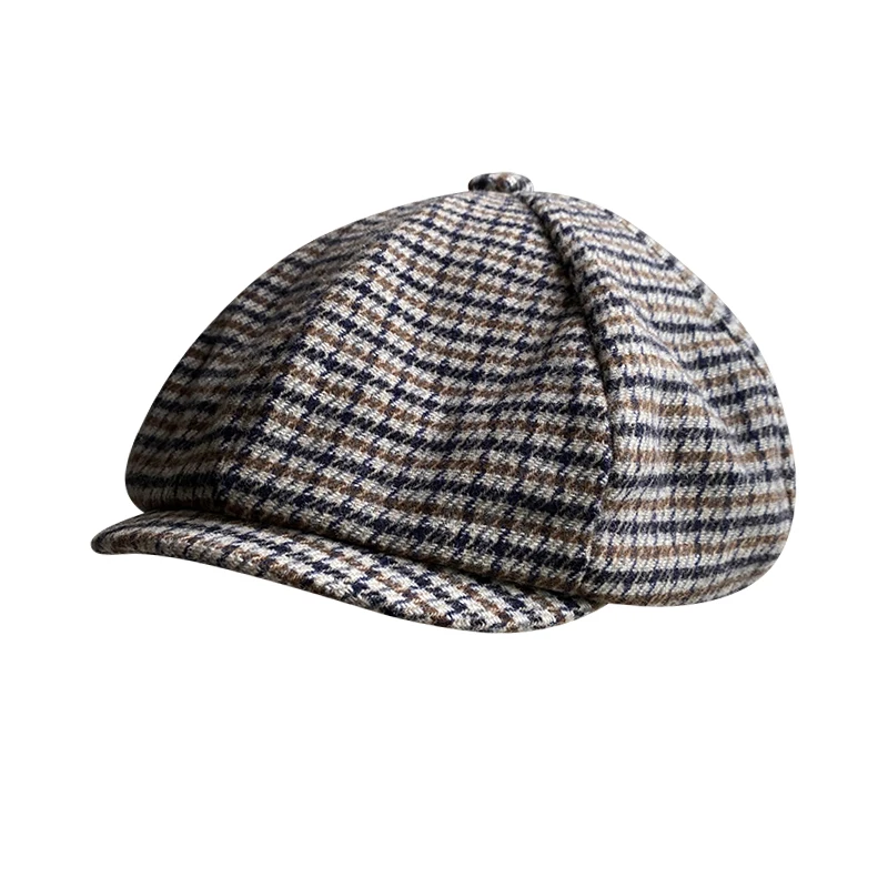 2021 New Retro Men's Plaid Newsboy Hat Autumn Winter Men's Berets Wool Blend Women England Gatsby Hat Men Driver Flat Cap BLM371