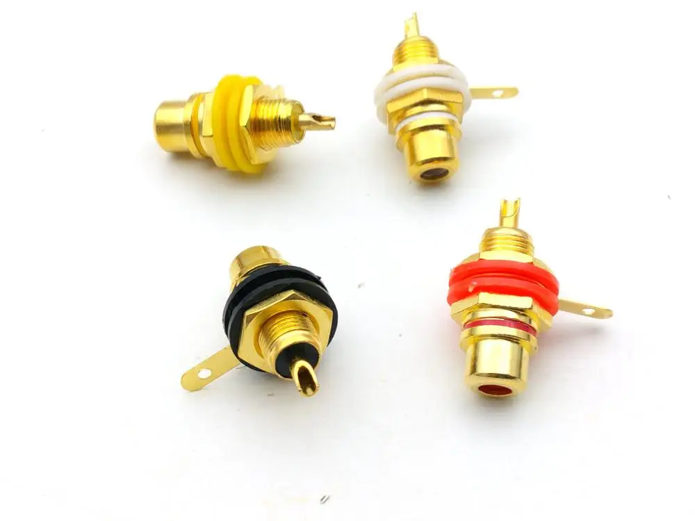 10pcs Gold Plated RCA Female Jack Panel Mount Chassis Socket adapter