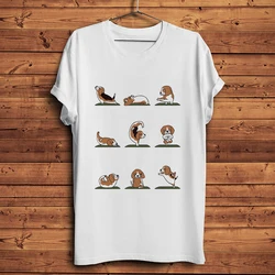 cute Beagle dog Yoga funny t shirt men summer  new white casual tshirt homme short sleeve hipster streetwear t-shirt unisex