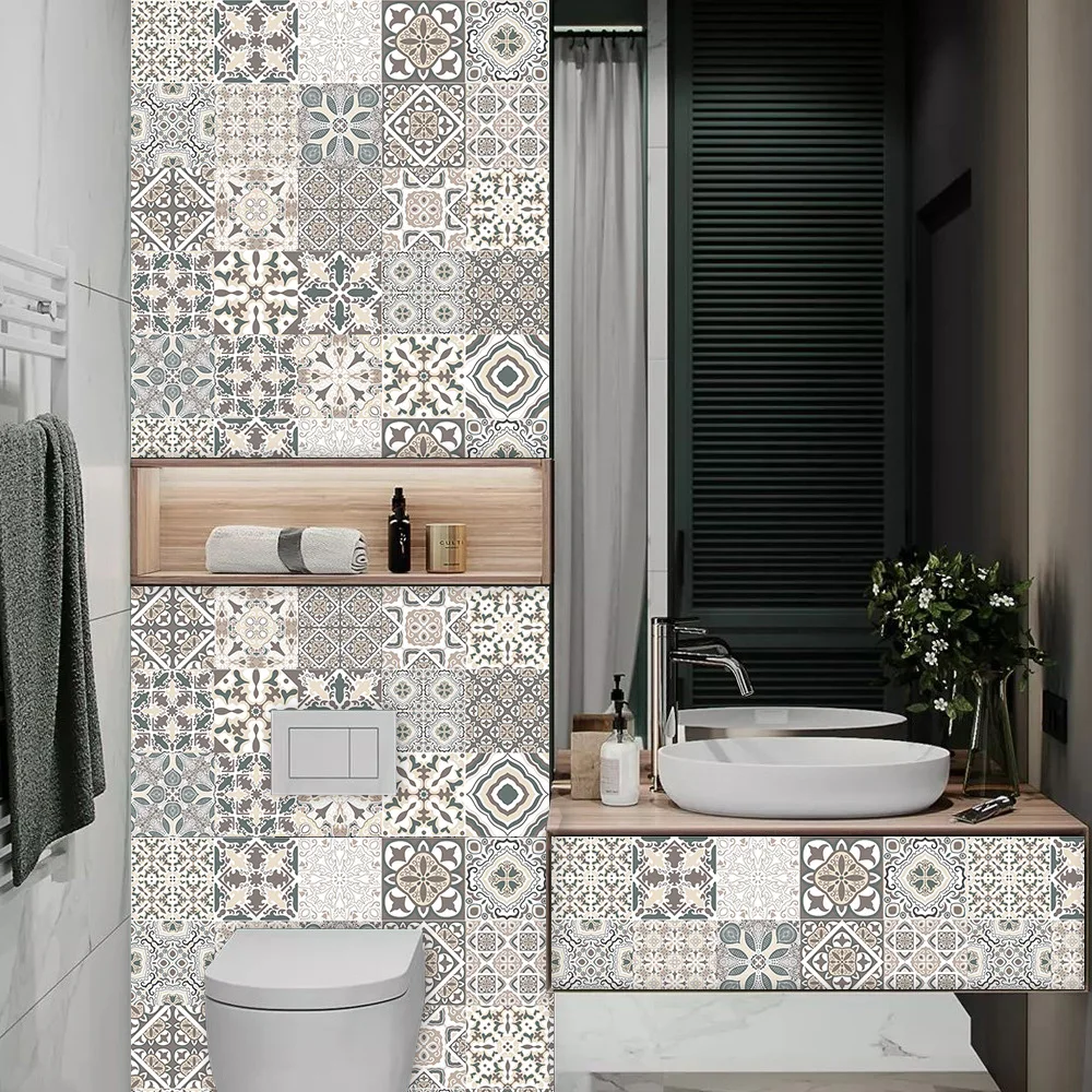 Portuguese Style Retro strip Tiles Ceramics Wall Sticker Kitchen Bathroom Wardrobe Art Mural Home Decor Peel & Stick Wall Decals