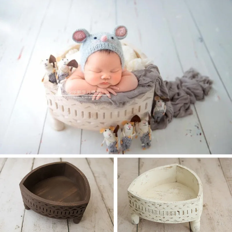 Newborn Photography Props Vintage Engraving Pattern Triangle Basin Studio Fotografia Baby Girl Accessories Boy Posing Bed Basket