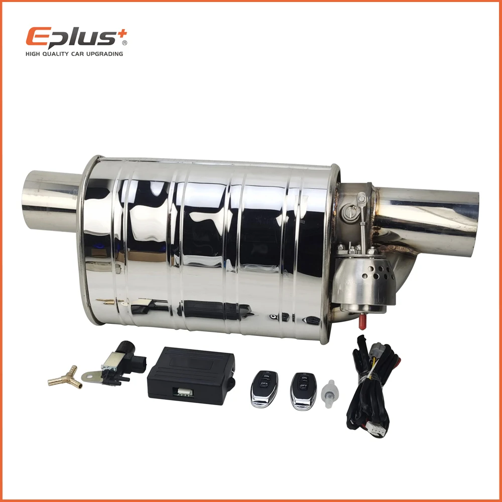 EPLUS Car Exhaust System Vacuum Valve Control Exhaust Pipe Variable Silencer Stainless Universal 51 63 76 Mm Remote Control