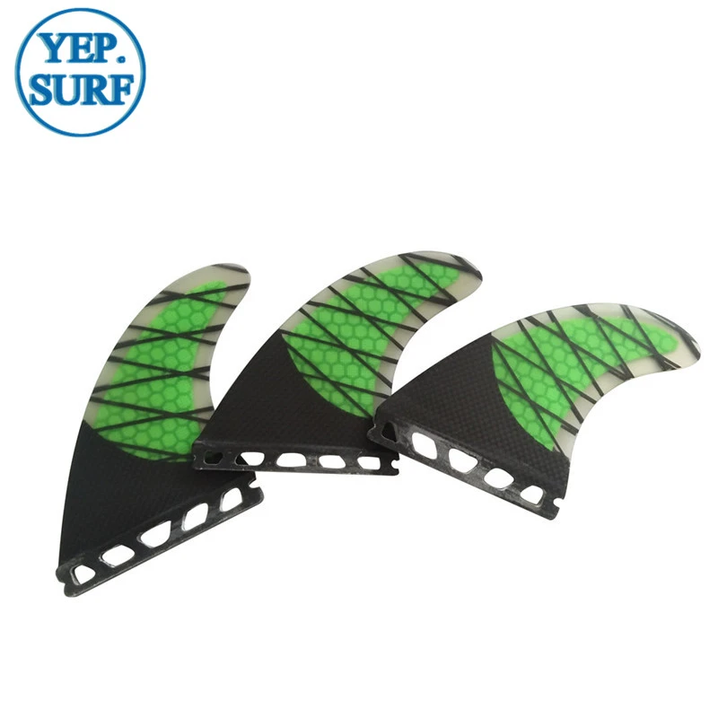 SUP Surfboard Fins for Surf, Single Tabs, L Fins, Green, Orange Color, Honeycomb Carbon, Top Quality