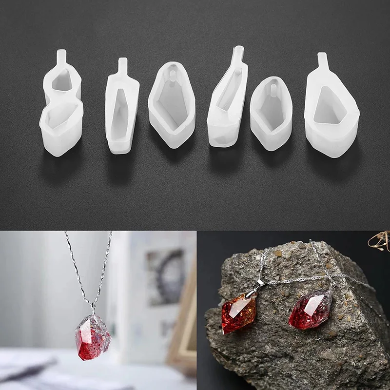 Epoxy DIY Handmade Silicone Mold Mirror Multi-Faceted Gemstone Crystal Necklace Pendant Resin Mould Jewelry Making Craft Tools