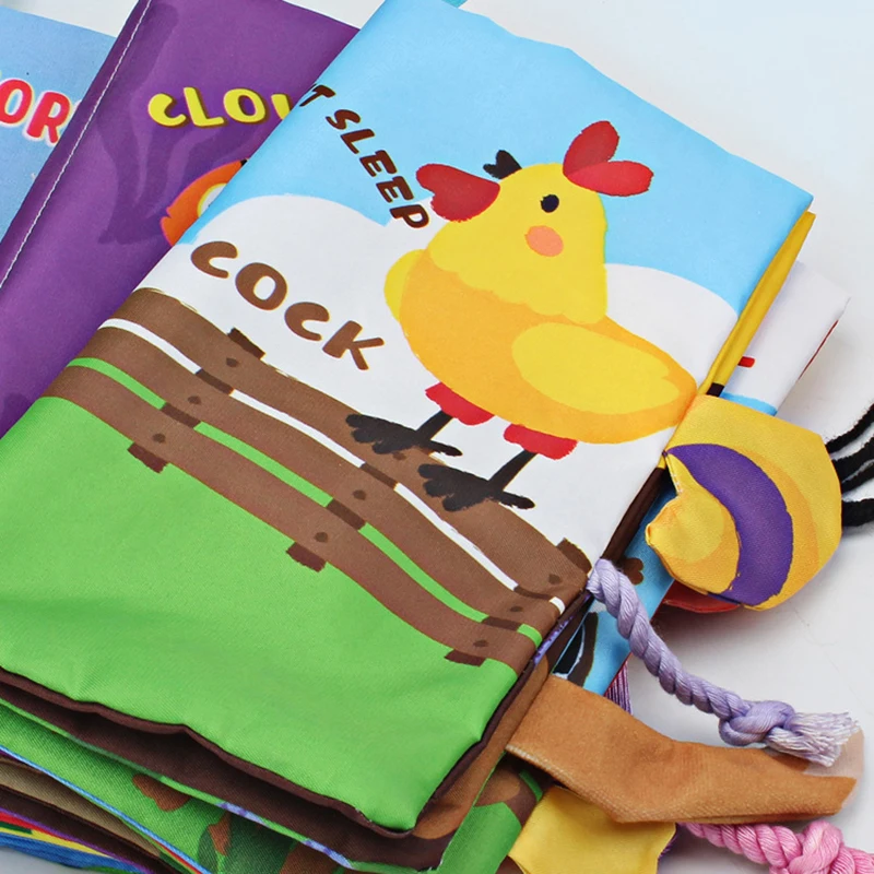 Baby Cloth Book With Animals Tails Infant Early Learning Educational Book Toddler Soft Activity Unfolding Cloth Books For Babies