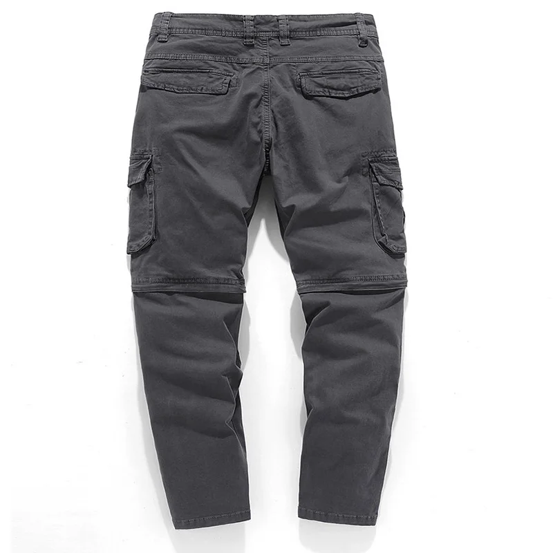 New Design Men Cargo Pants Detachable Cotton Straight Pants Multi-Pocket Casual Male Trousers Zipper Fly Long Pants