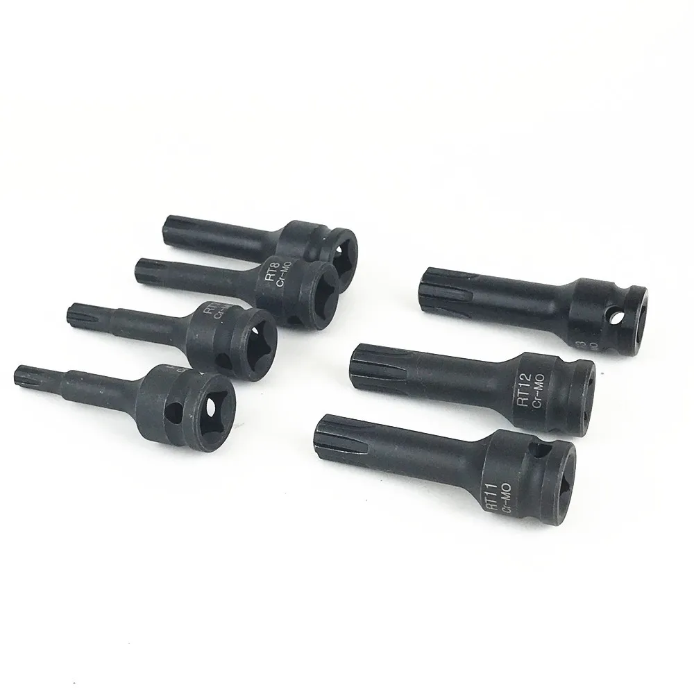 Imagem -03 - Square Drive Impacto Ribe Bits Socket Grupo Cr-mo Chave de Fenda Ferramentas Chave Rt6 Rt7 Rt8 Rt10 Rt11 Rt12 Rt13 Pcs 8