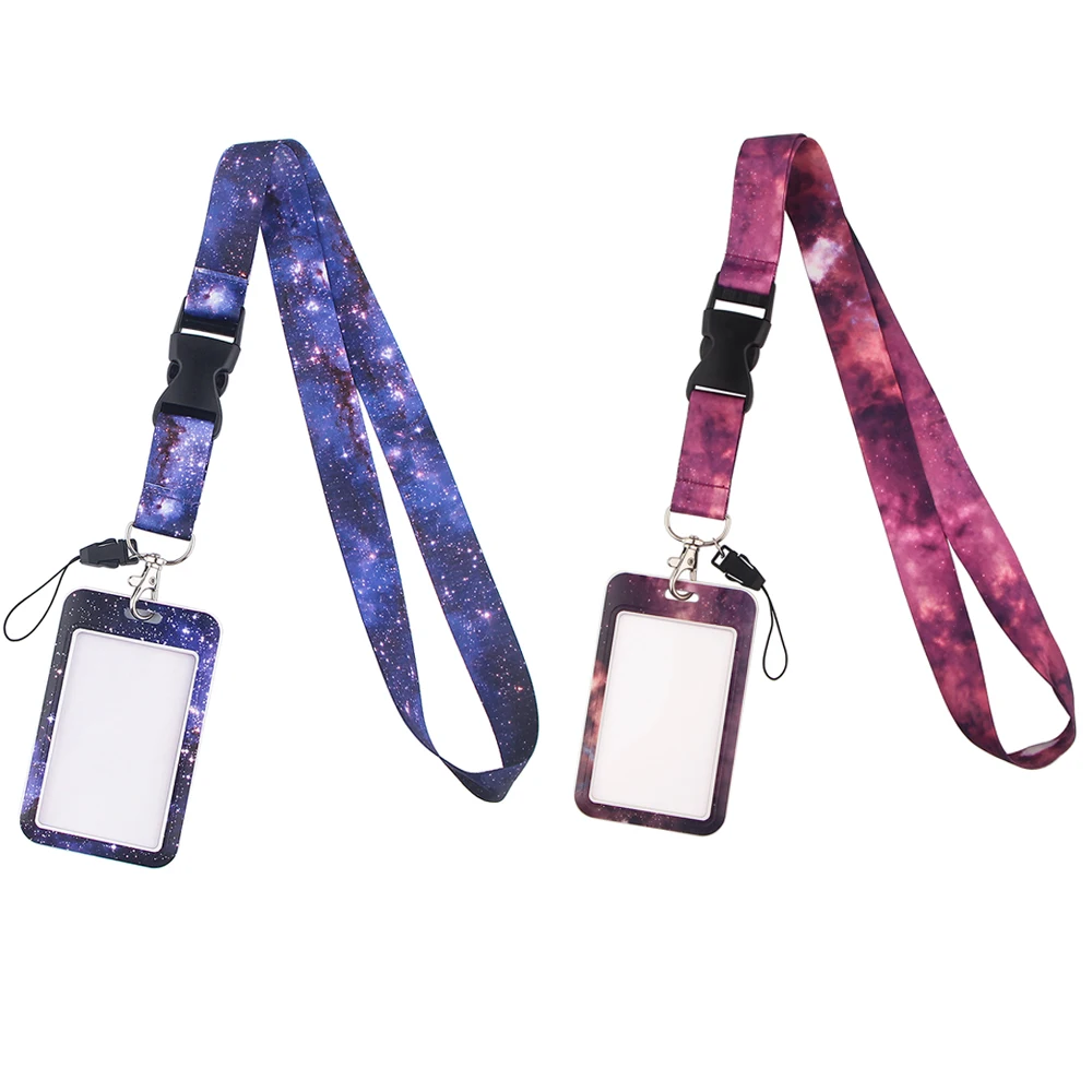 JF0128 Art Painting Starry Sky Card Cover Credit Card Badge Holder Lanyards Nurse Name Tag ID Badge Holder Card Holder