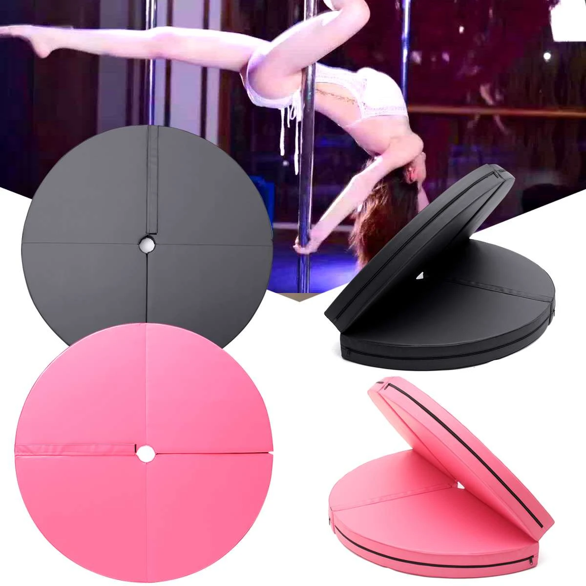 PVC 120x10cm 150x10cm Pole Dance Mat Indoor Yoga Mats Gym Fitness Equipment Women Training Non-slip Round Folding Protect Pad