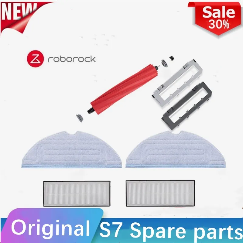 Original Roborock S7 Accessory of Washable Filter Detachable Rubber Main Brush Mop Cloth Side Brush Robot Vacuum Cleaner Parts