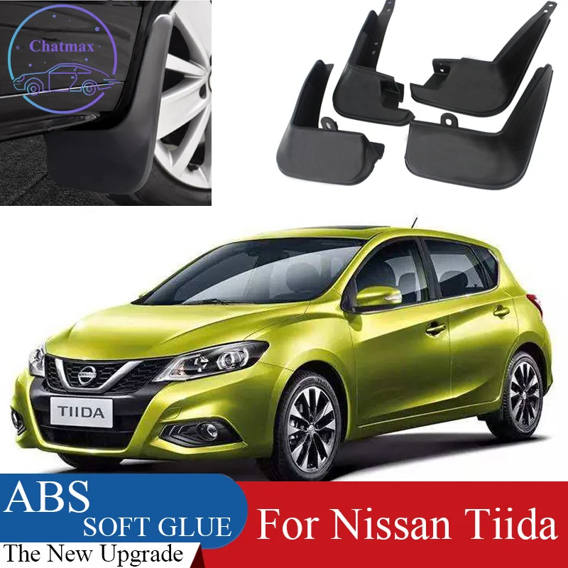 4pcs ABS Front & Rear Fender Protector For Nissan Tiida 2005-2021 Car Mud Flaps Splash Guard Mudguard Mudflaps