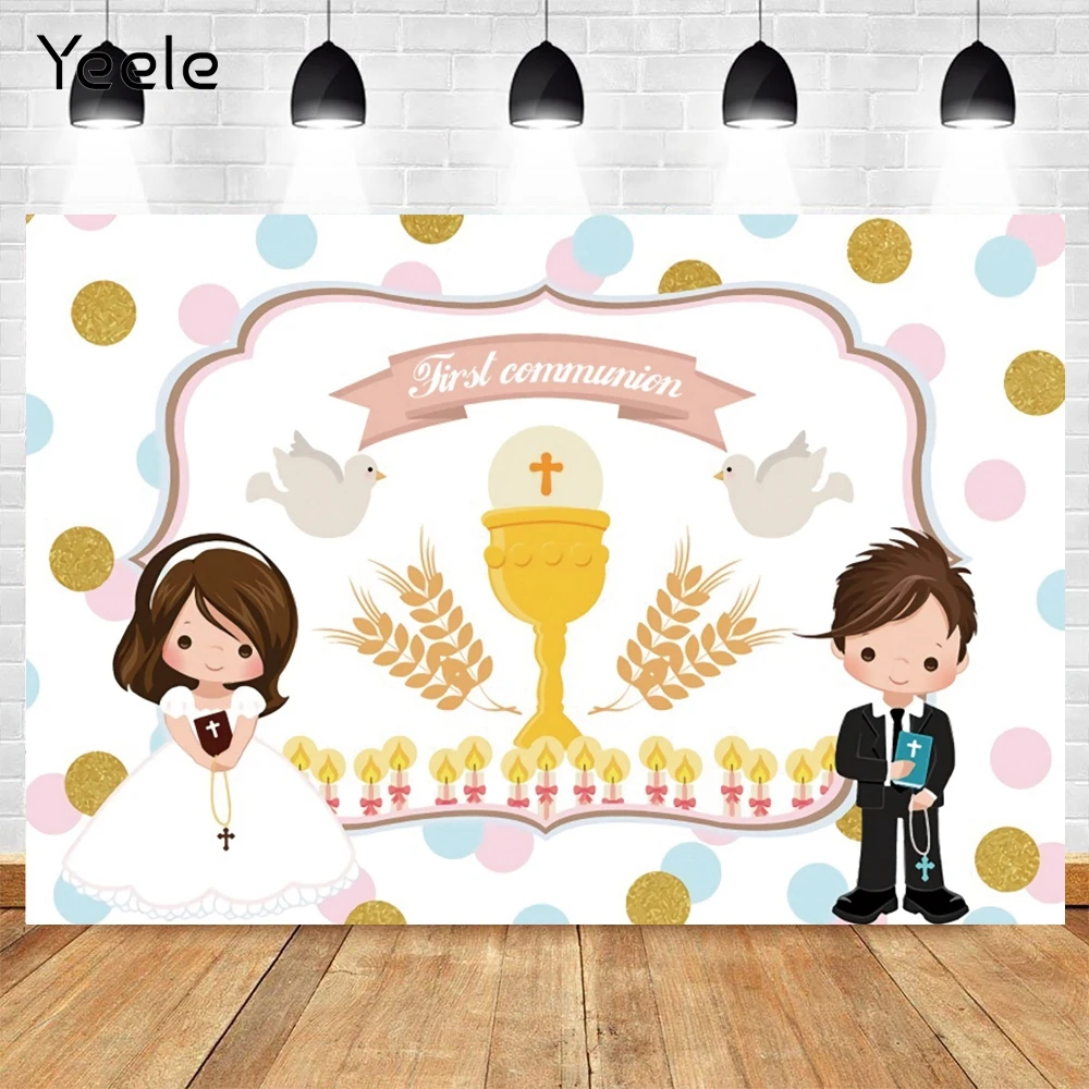 Yeele Photography Backdrops Vinyl  First Communion Bible Holy Communion Cup Pigeon Photographic Background Photo Studio Decor