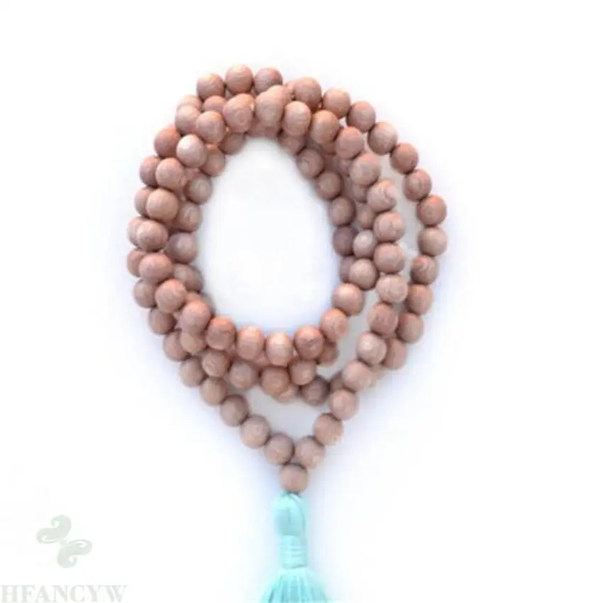 

8mm Sandalwood 108 Buddha Beads Tassels Mala Necklace fengshui Lucky cuff Unisex Healing spirituality DIY Wrist Prayer Men Yoga