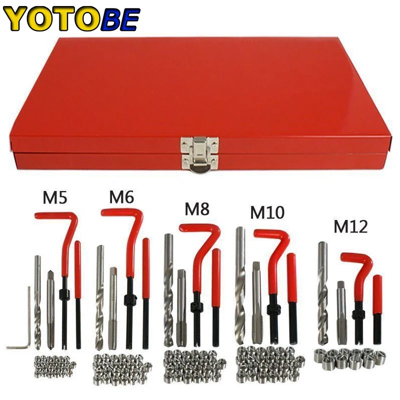 131 pcs M5 M6 M8 M10 M12 Car Engine Block Restoring Damaged Thread Repair Tool Kit Car Repair Tools Coarse Crowbar