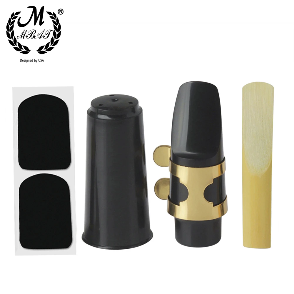 

M MBAT Alto Tenor Soprano Sax Saxophone Mouthpiece Plastic with Cap Metal Buckle Reed Dental Pad Woodwind Instrument Accessories