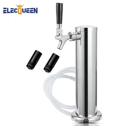 Single Tap Beer Tower, Draft Beer Kegerator Tower Dispenser, Homebrew 3'' Diameter Polished Beer Column with Tubing Wrench Tools