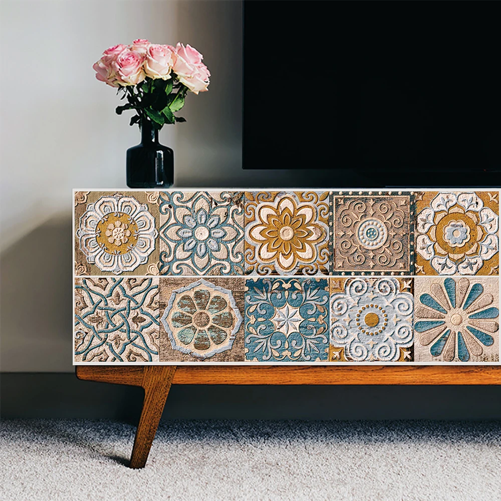 الاسباني نمط الرجعية متجمد البلاط ملصقات جدار الطابق المطبخ سطح المكتب الحمام خلفية عدم الانزلاق الأرض الفن صور مطبوعة للحوائط