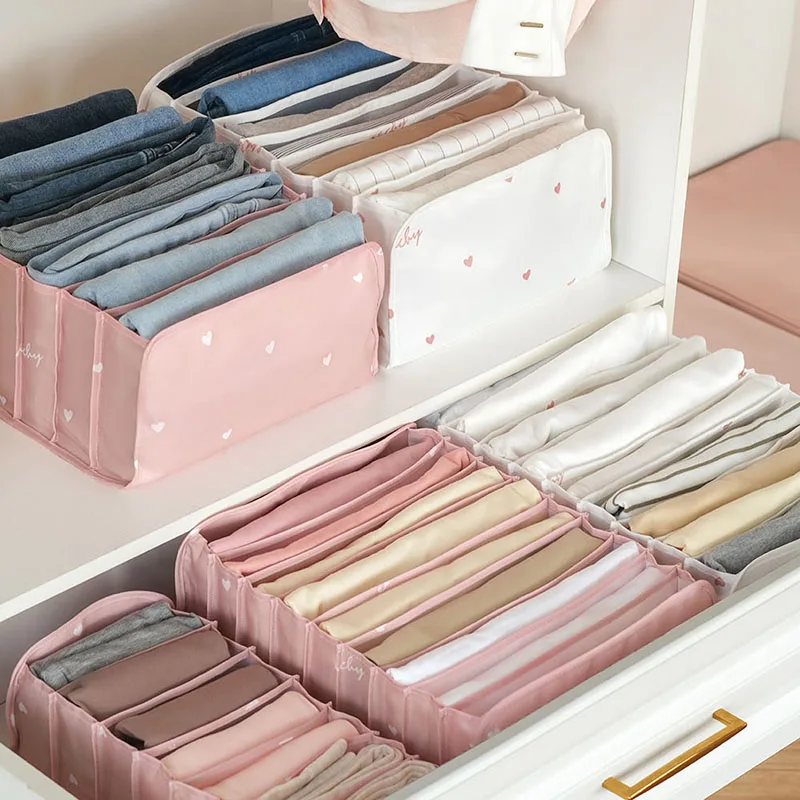 Closet Wardrobe Portable Clothes Storage Box Jeans Organizer Foldable Sock Underwear Organizer Drawer Arrangement Divider