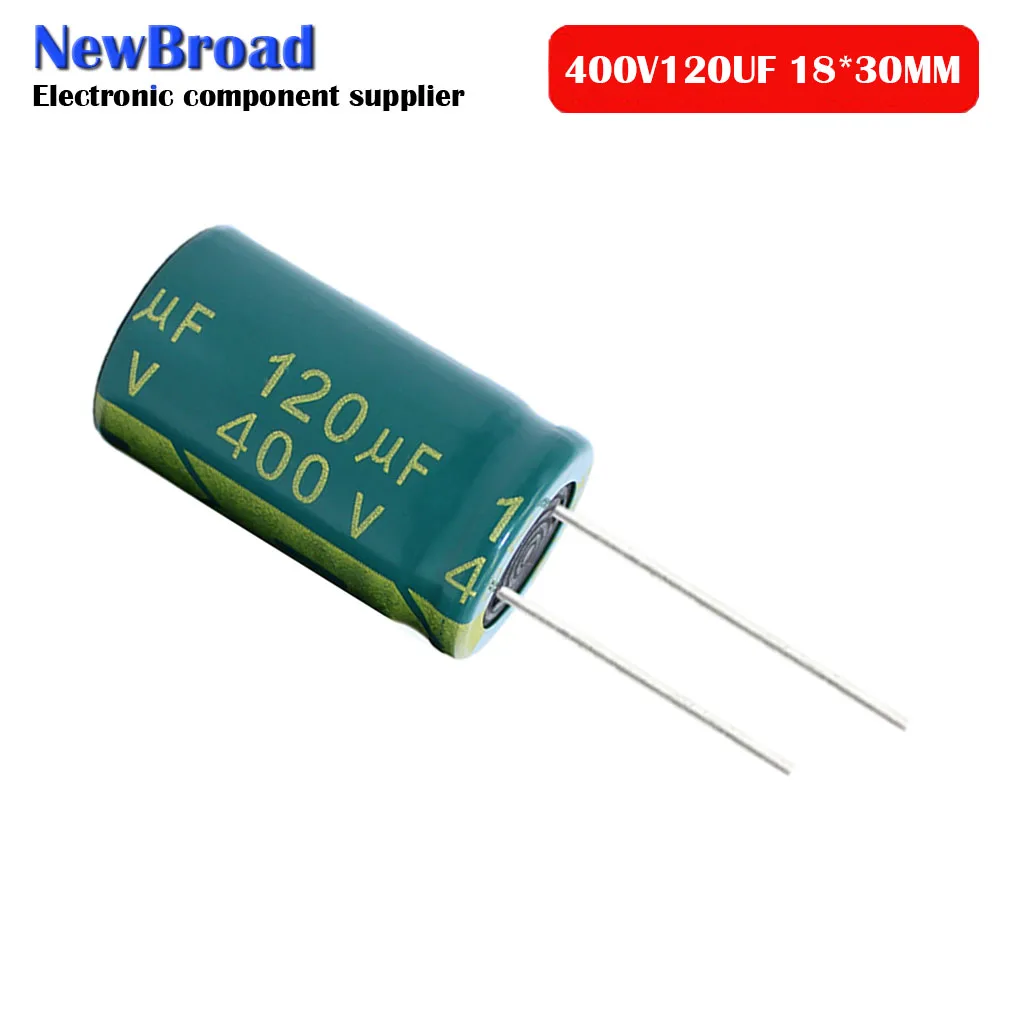 10PCS Aluminum electrolytic capacitor 120UF 400V 450V high frequency low resistance long life direct inserted 400V 120UF 18*30MM